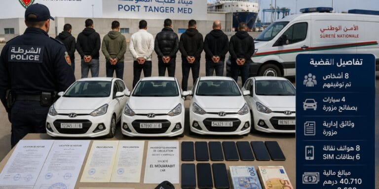 Démantèlement à Tanger d’un réseau de trafic de voitures vers l’Espagne : 8 interpellations et importantes saisies